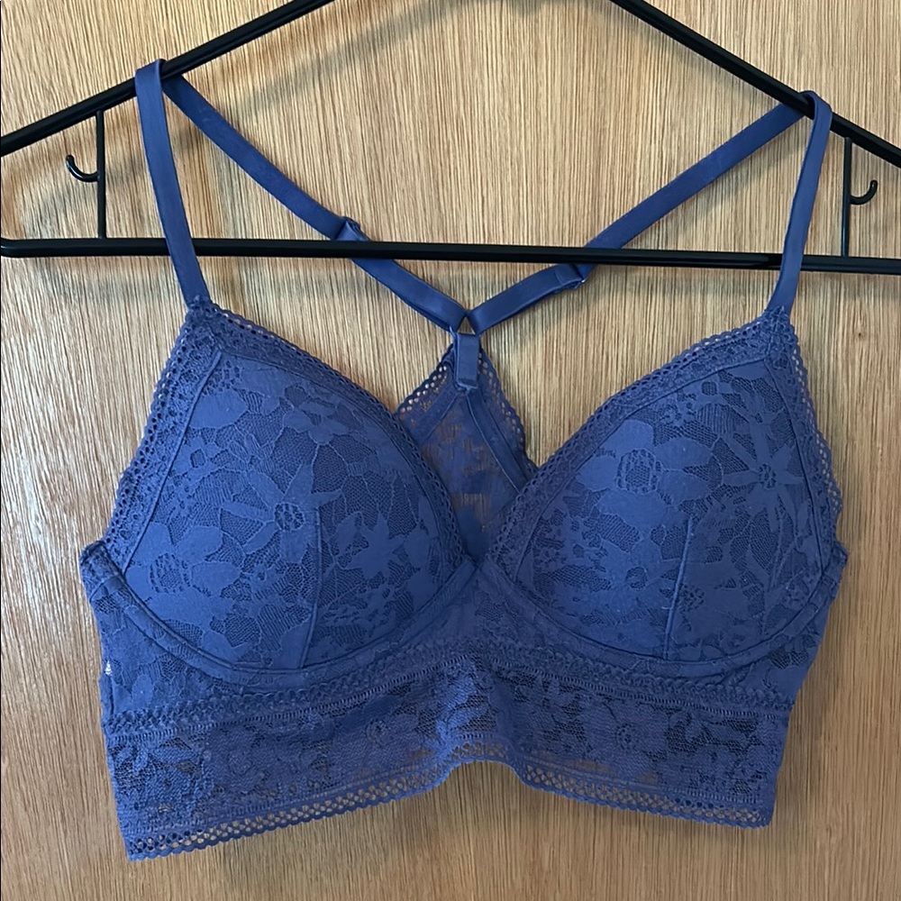 Victoria's Secret Blue Lace Bra with Underwire and Adjustable Straps